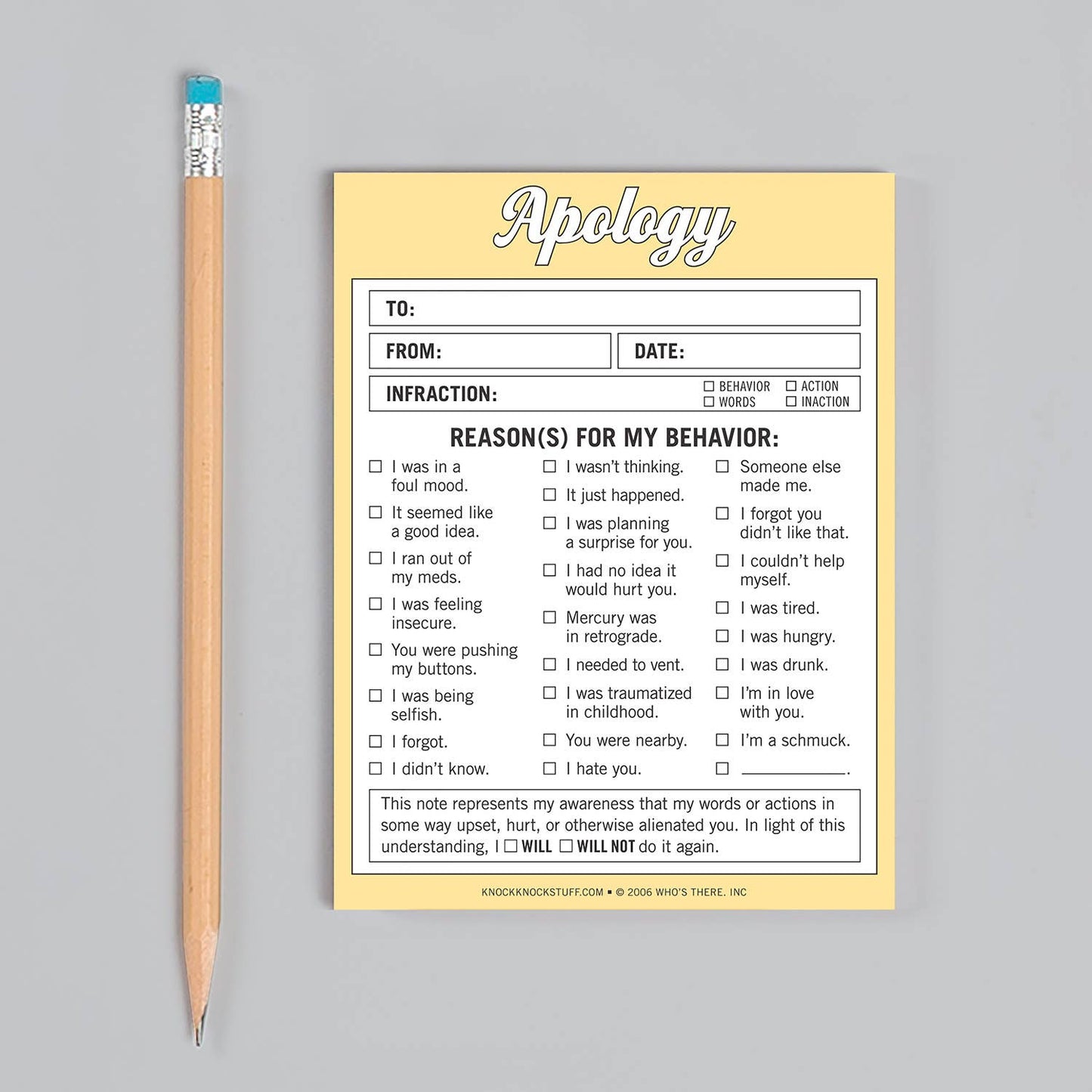 Apology Nifty Note Pad