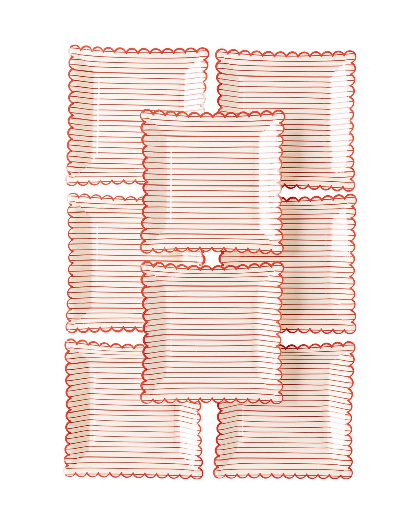 Red Striped Scalloped Plate