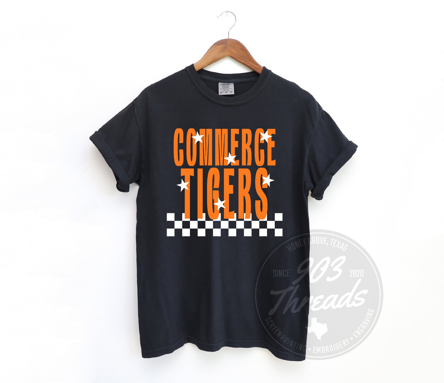 Commerce Tigers Starry Check Sweatshirt/Short Sleeve