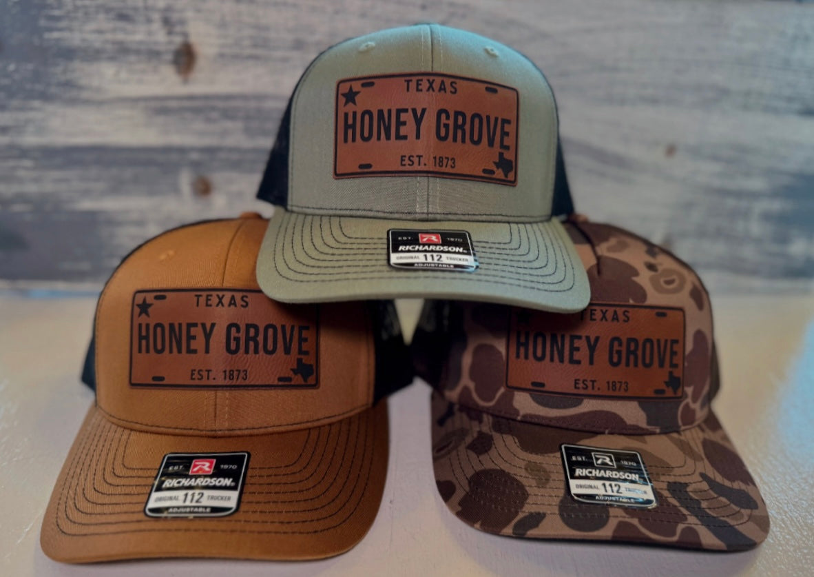 Honey Grove Leather Patch Caps