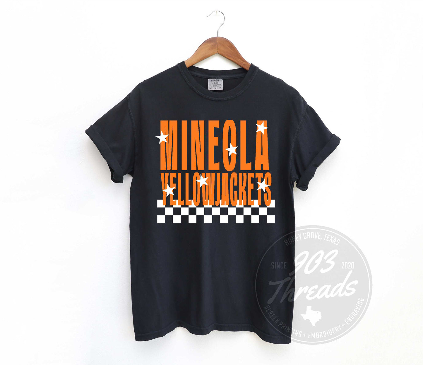 Mineola Yellowjackets Starry Check Sweatshirt/Short Sleeve