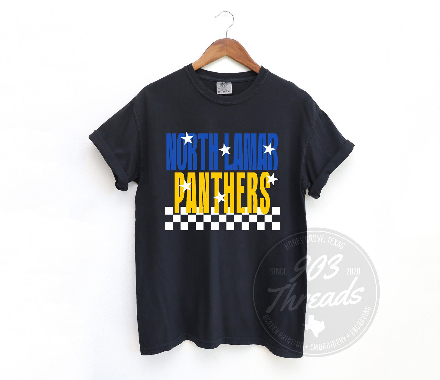 North Lamar Panthers Starry Check Sweatshirt/Short Sleeve