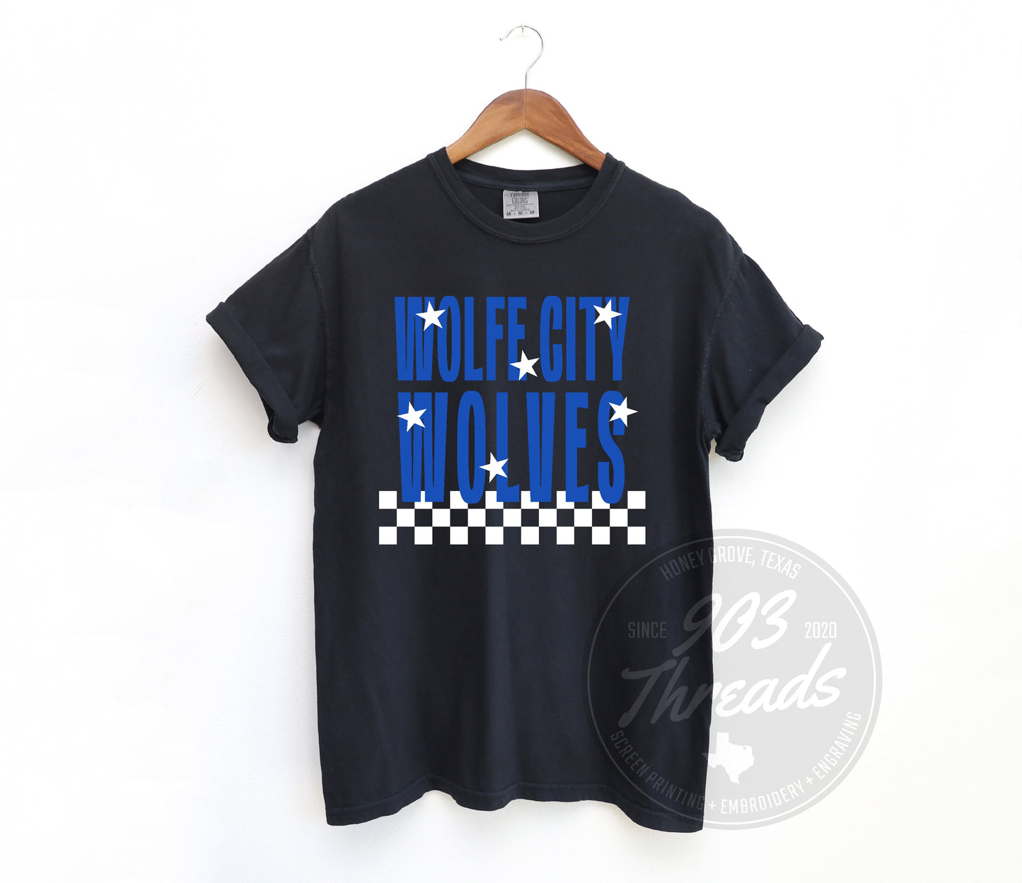 Wolfe City Wolves Starry Check Sweatshirt/Short Sleeve