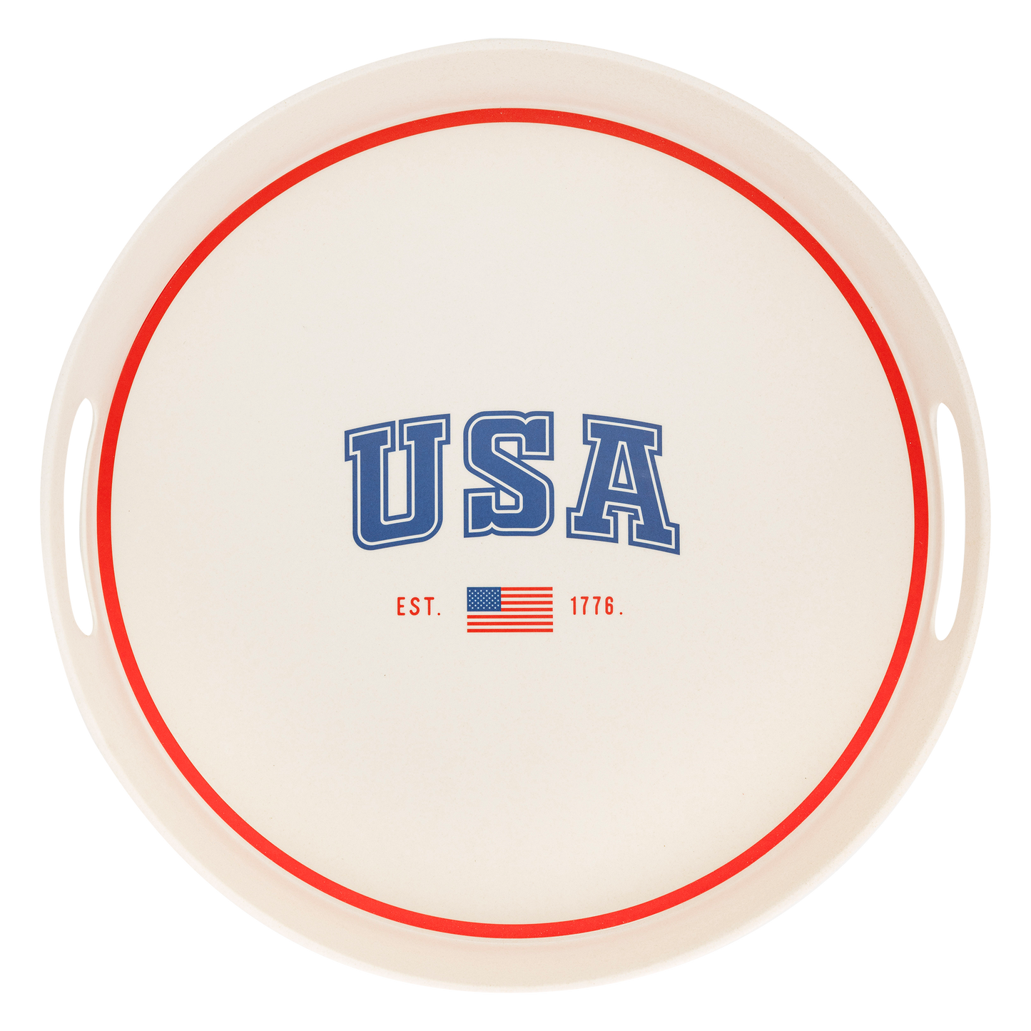 USA Round Reusable Bamboo Serving Tray