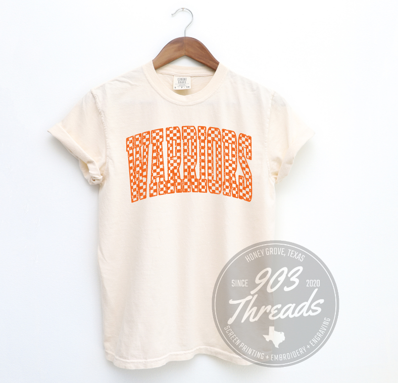 Warriors - Checkered Varsity - Short Sleeve - Cream