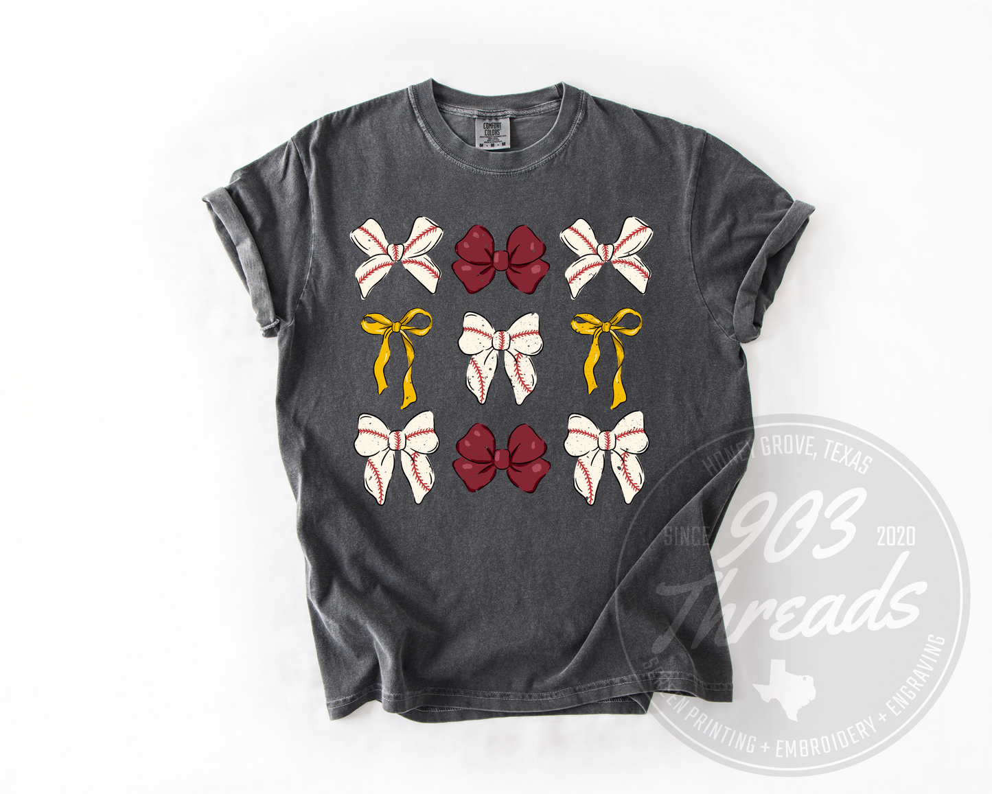 Bases & Bows Baseball Maroon & Gold