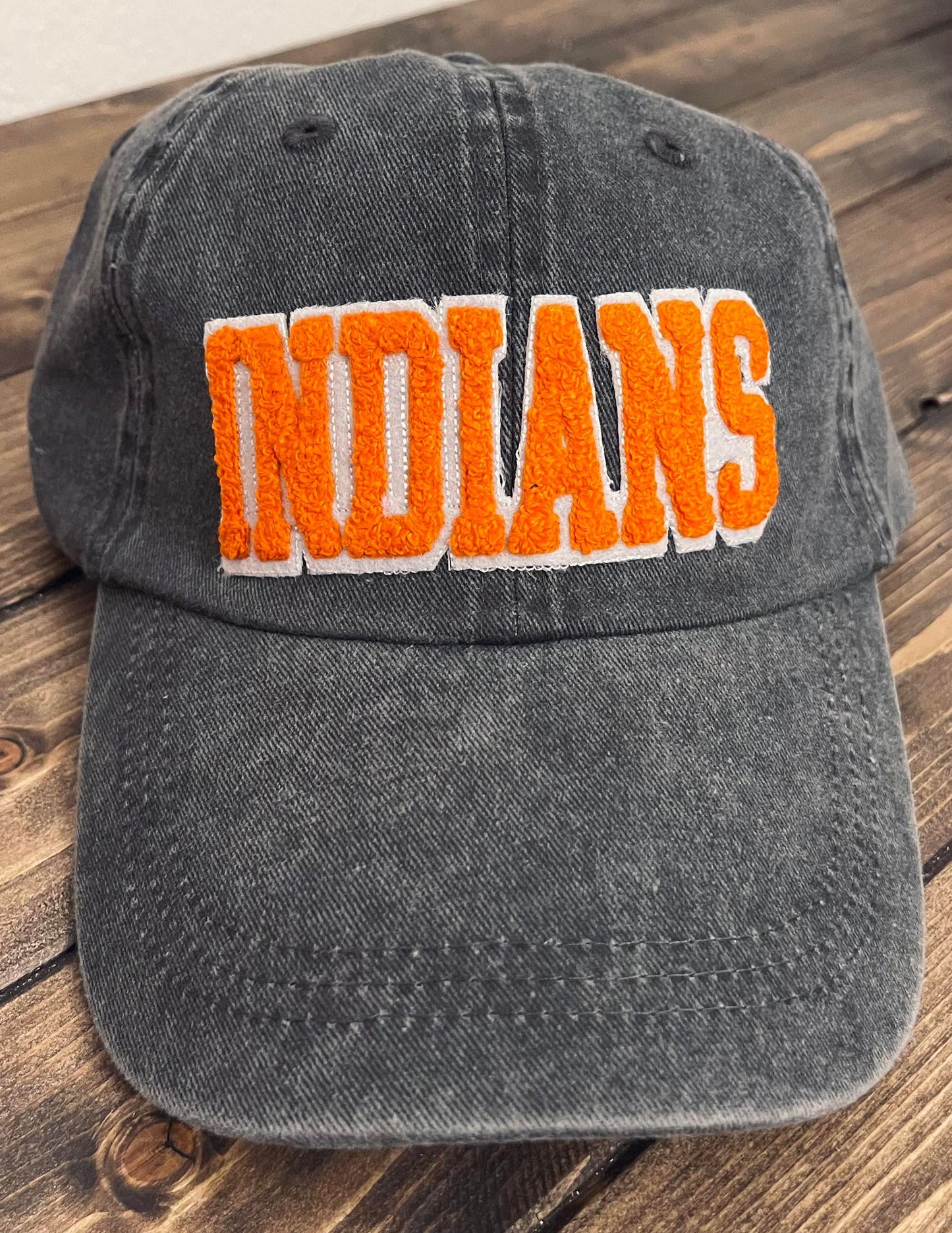 INDIANS - Vintage Chenille Patch Cap - Orange