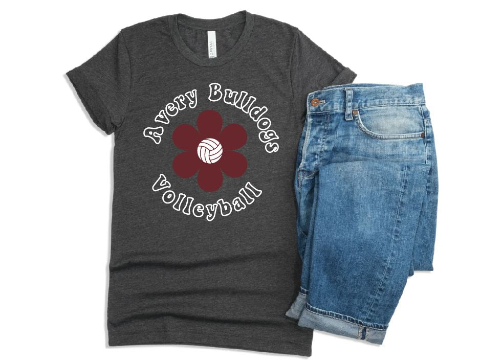 Avery Bulldogs Retro Flower Volleyball Tee