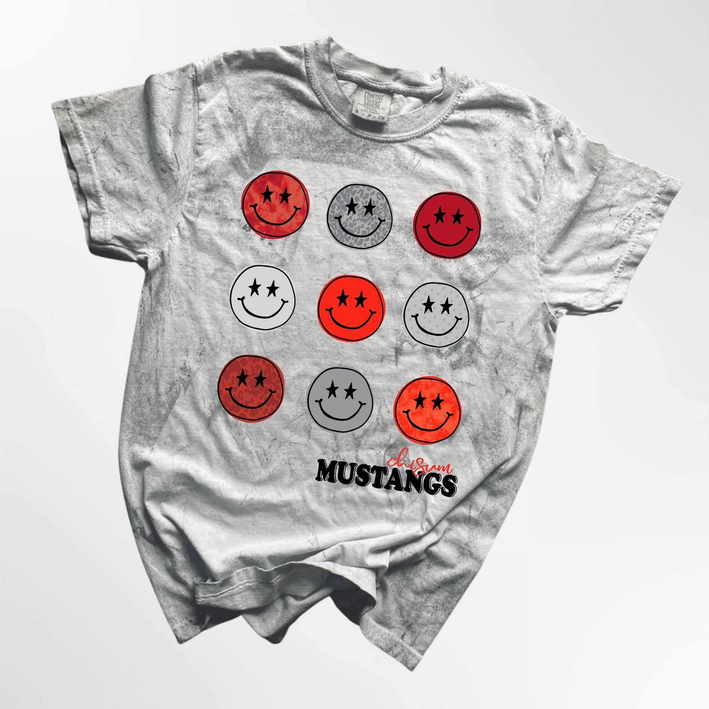 Chisum Mustangs Retro Smiley Spirit Tee