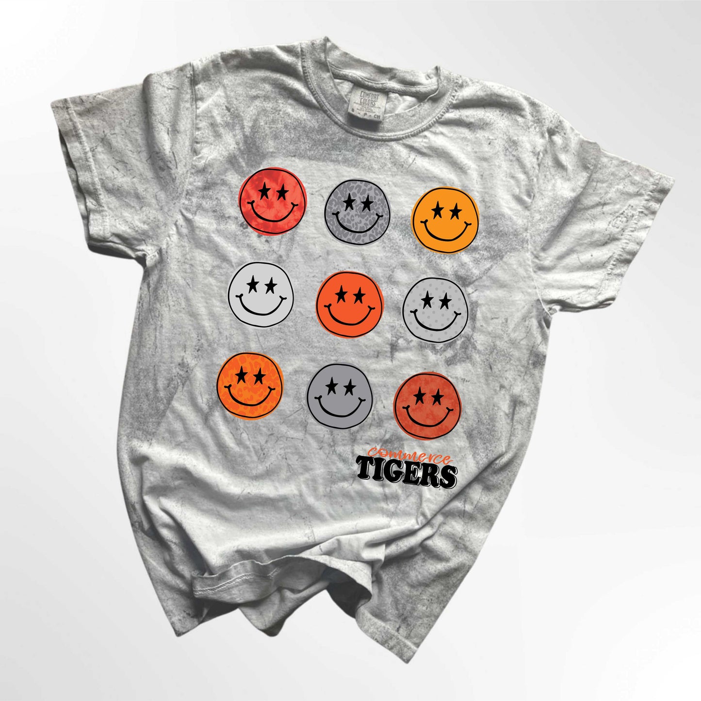 Commerce Tigers Retro Smiley Spirit Tee