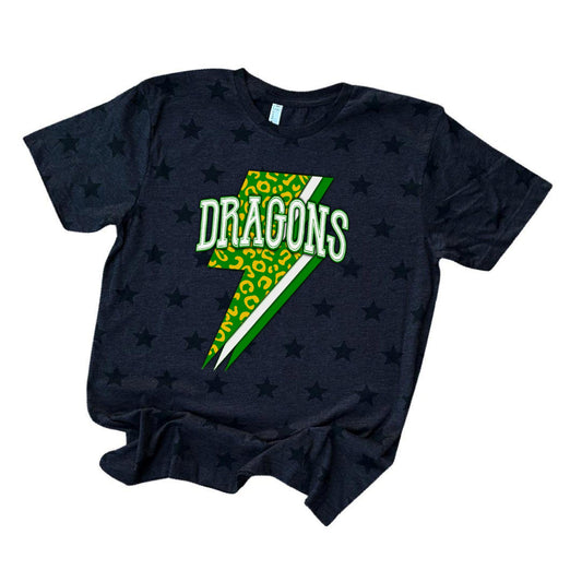 PJC Dragons Lightning Bolt Mascot Tee