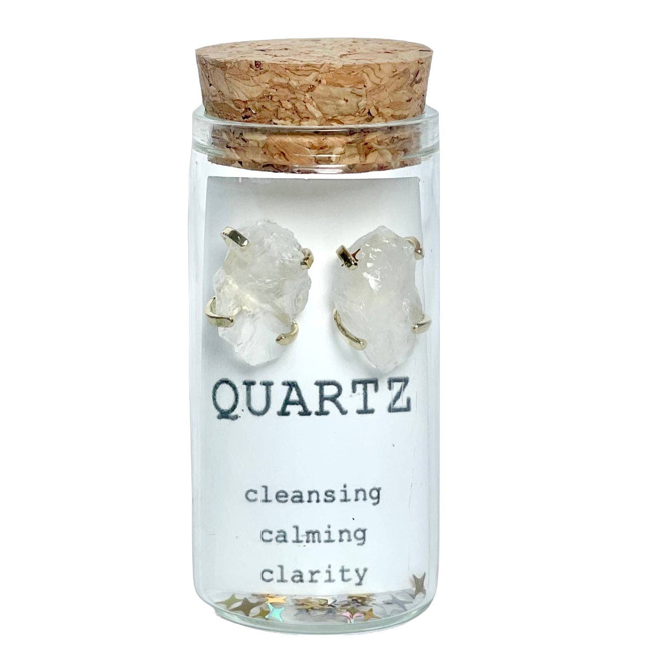 Quartz Raw Nugget Stud Earring