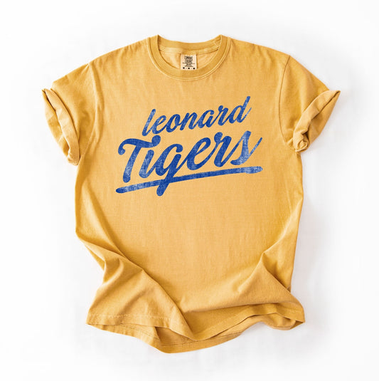 Leonard Tigers -- Retro Script -- Mustard