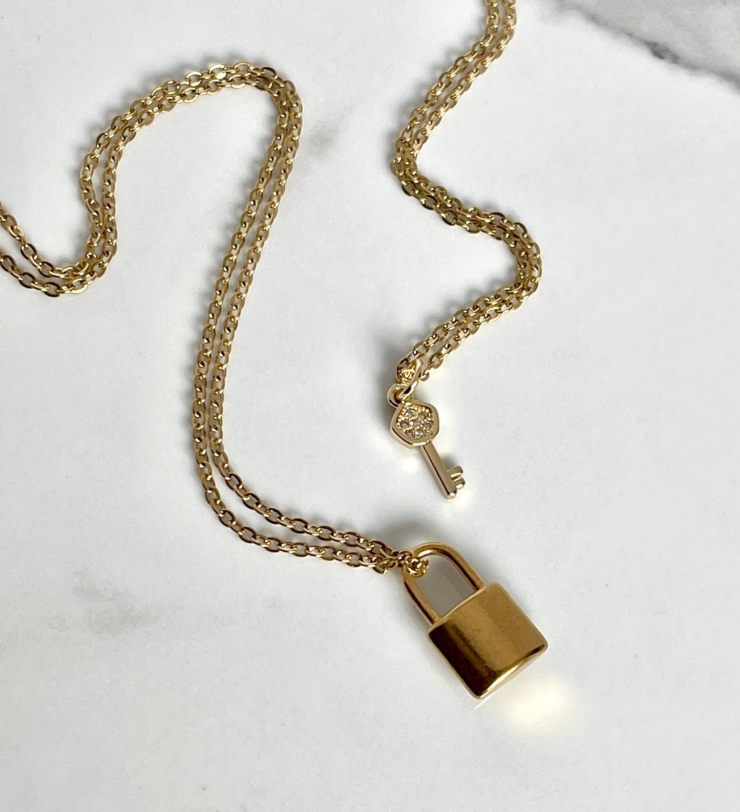 Lock Padlock Gold Charm Necklace