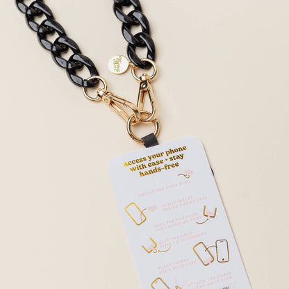 Hold the Phone Crossbody Chain-Midnight Black