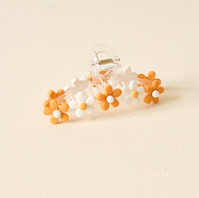 Daisy Claw Clip - Orange