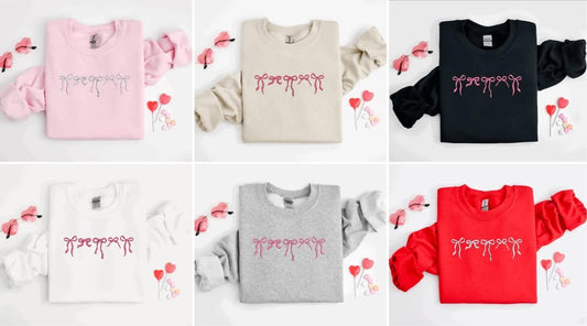 Valentines Bow Embroidered Sweatshirt