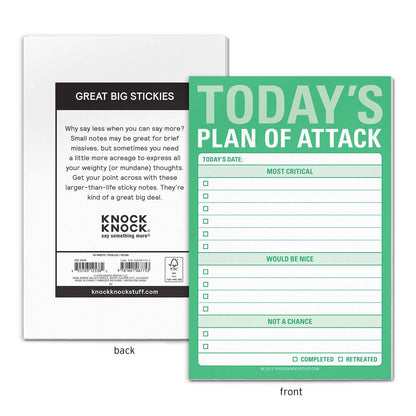 Today's Plan of Attack Great Big Sticky Notes