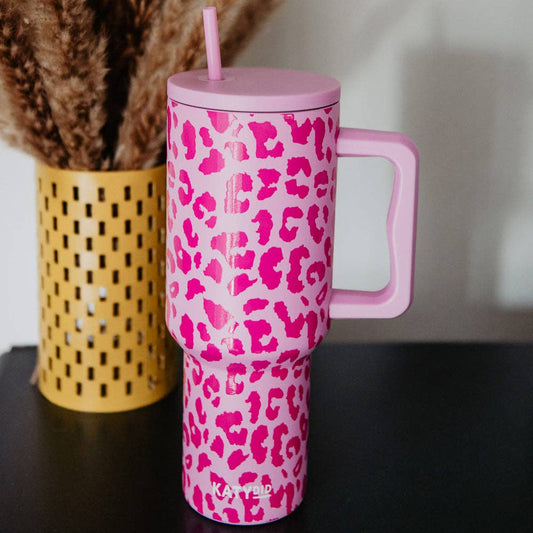 Light Pink Leopard 38 Oz Stainless Steel Tumbler