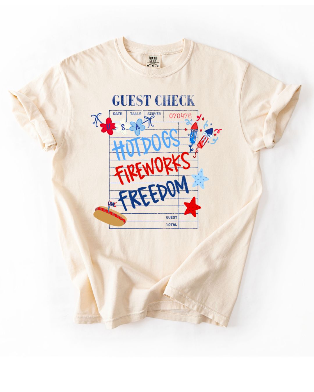 Guest Check - Hot Dog Fireworks Freedom