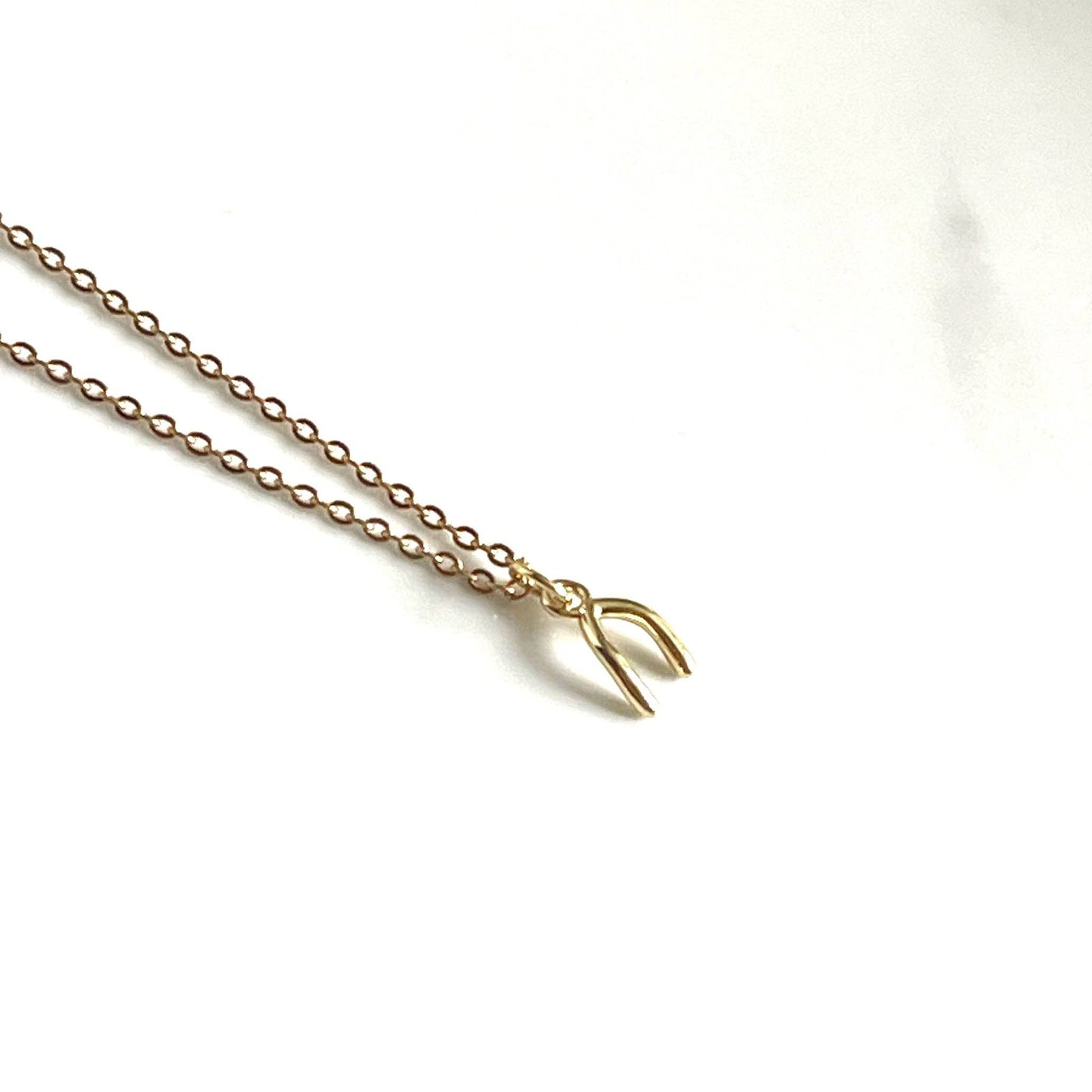 Wishbone Gold Charm Necklace