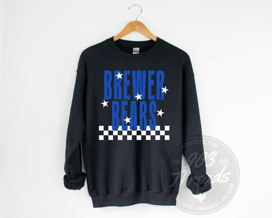 Brewer Bears Starry Check Sweatshirt/Short Sleeve