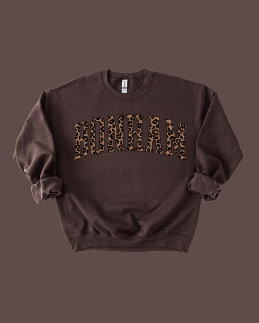 Bonham Leopard Varsity Crewneck