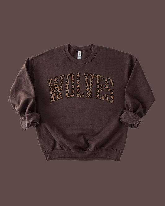 Wolves Leopard Varsity Crewneck