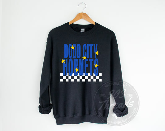 Dodd City Hornets Starry Check Sweatshirt/Short Sleeve