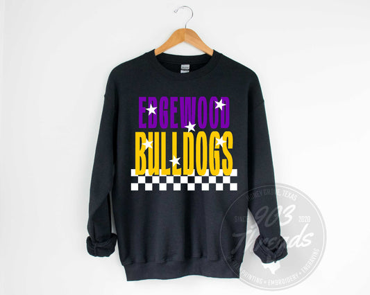 Edgewood Bulldogs Starry Check Sweatshirt/Short Sleeve