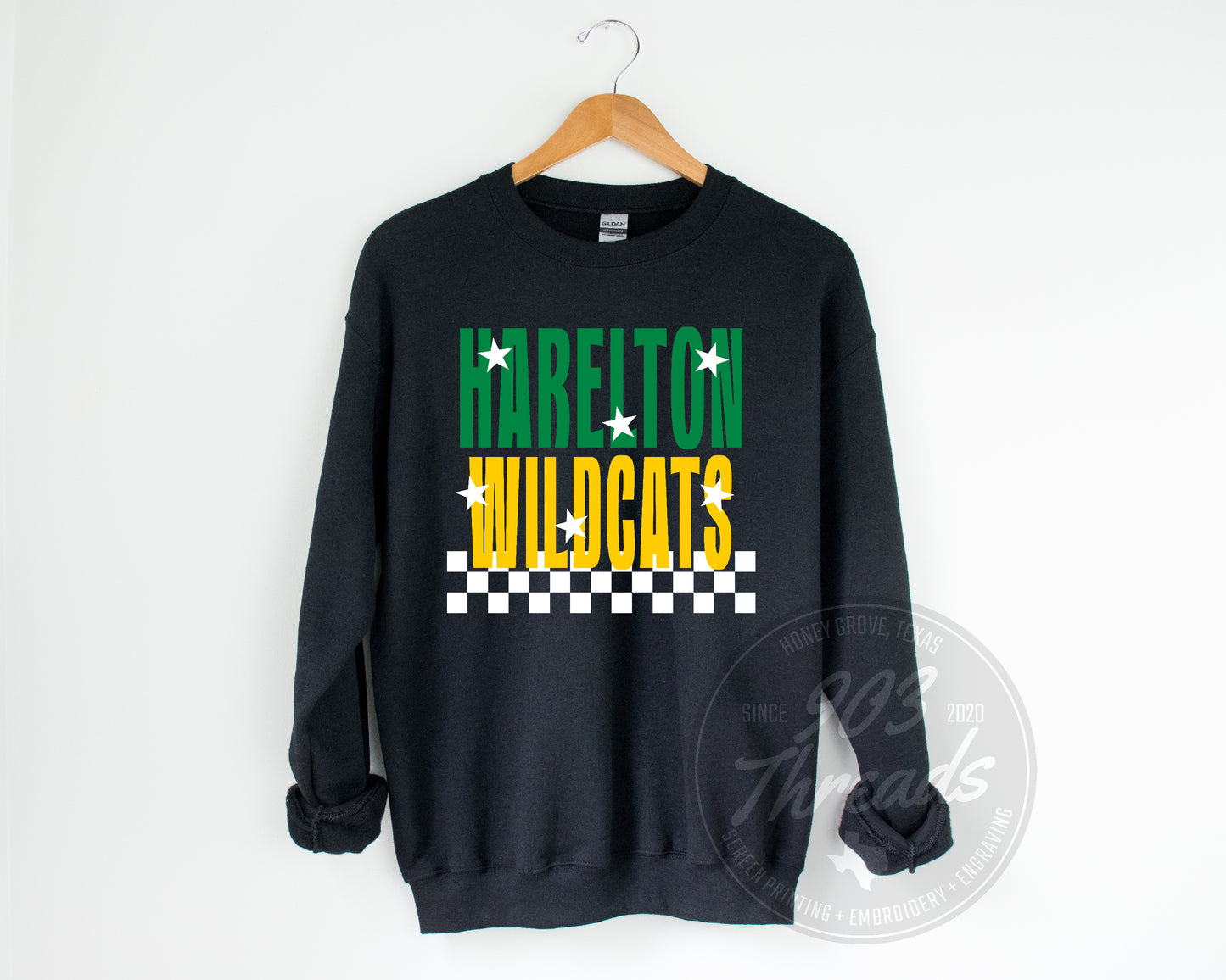 Harelton Wildcats Starry Check Sweatshirt/Short Sleeve