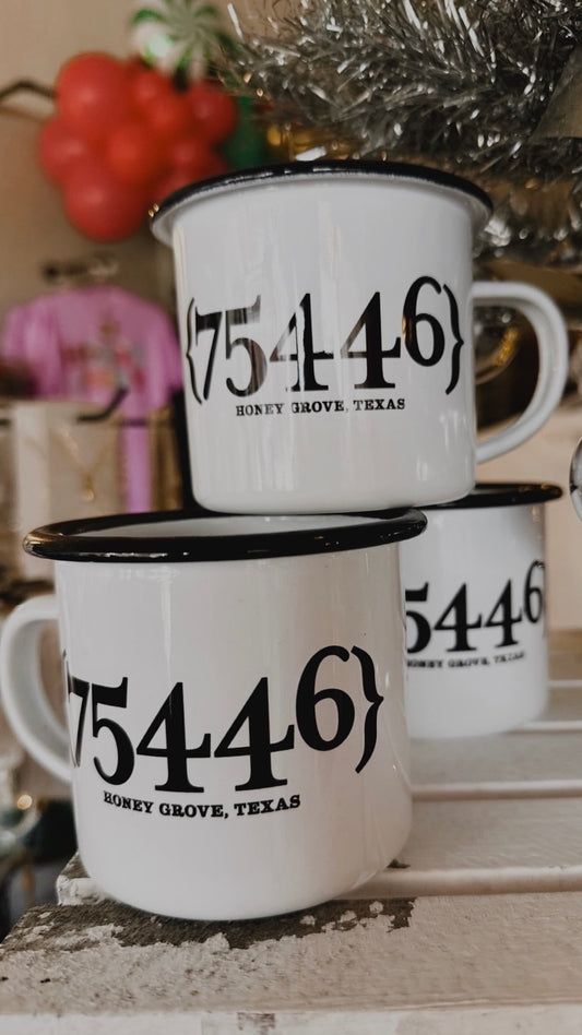 75446 Honey Grove Zip Code  -  Enamelware Camper 12oz Mug