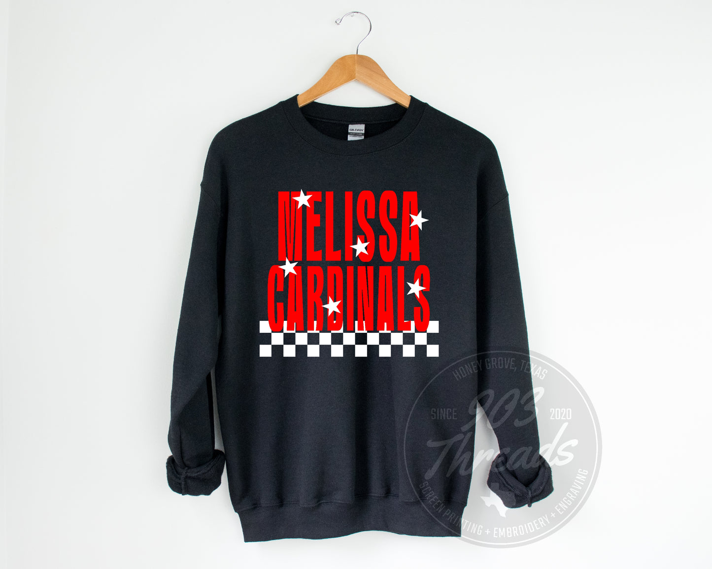 Melissa Cardinals Starry Check Sweatshirt/Short Sleeve