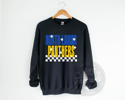 North Lamar Panthers Starry Check Sweatshirt/Short Sleeve