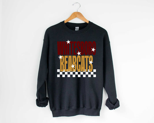 Whitesboro Bearcats Starry Check Sweatshirt/Short Sleeve