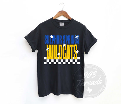 Sulphur Springs Wildcats Starry Check Sweatshirt/Short Sleeve