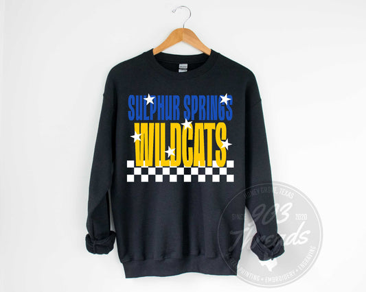 Sulphur Springs Wildcats Starry Check Sweatshirt/Short Sleeve