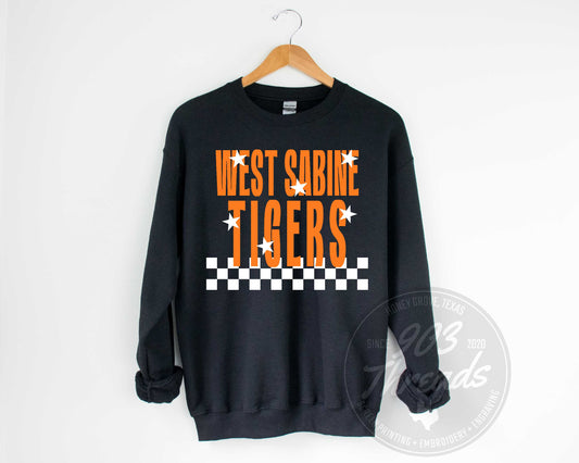 West Sabine Tigers Starry Check Sweatshirt/Short Sleeve