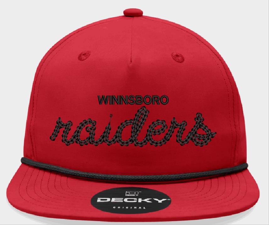 Winnsboro Raiders Old School Cap - Red w/ Black Rope