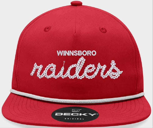 Winnsboro Raiders Old School Cap - Red w/ White Rope