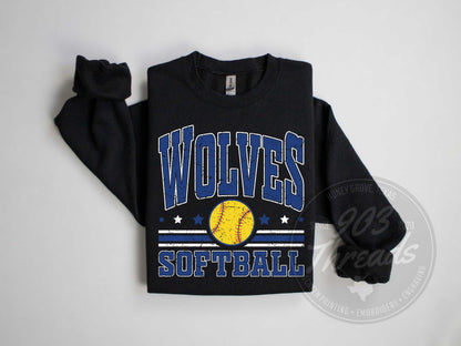 Wolfe City Wolves Softball Sweatshirt/Short Sleeve