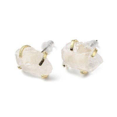 Quartz Raw Nugget Stud Earring