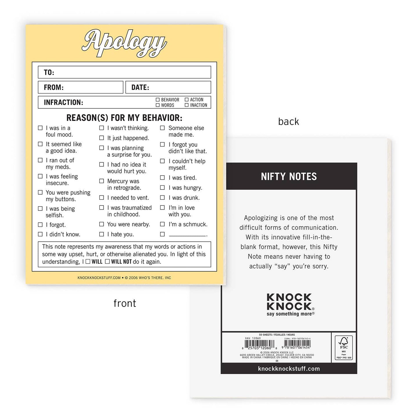 Apology Nifty Note Pad