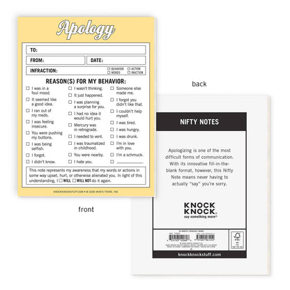 Apology Nifty Note Pad