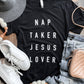 Nap Taker Jesus Black Graphic Tee
