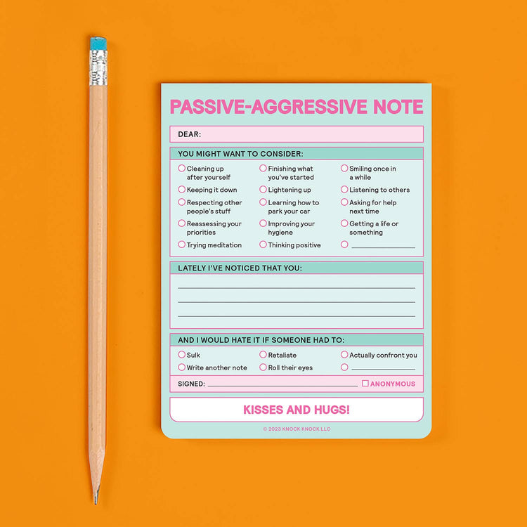 Passive Aggressive Nifty Note Pad (Pastel Version)