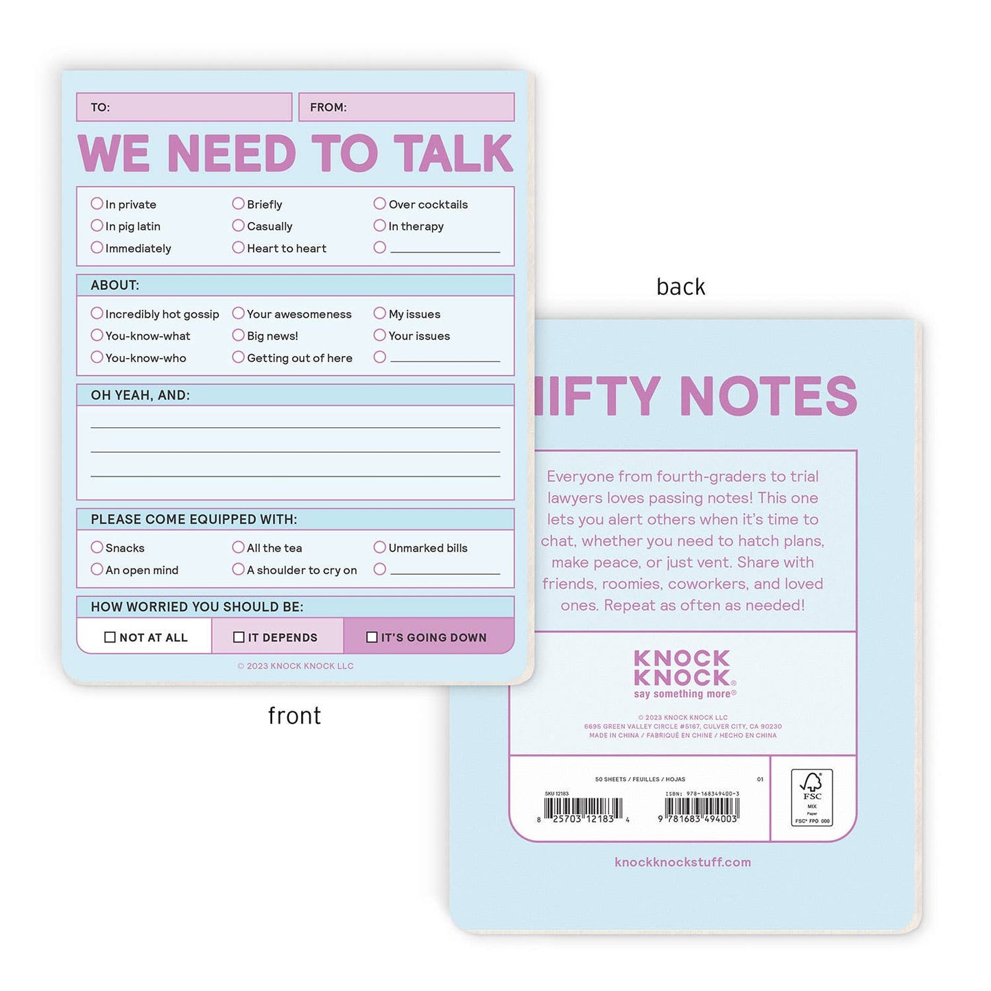 We Need to Talk Nifty Note Pad (Pastel Version)