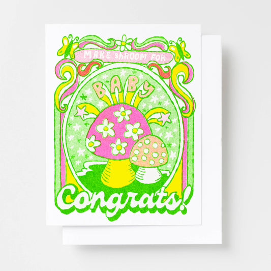 Make Shroom For Baby Congrats - Baby Shower Risograph Card