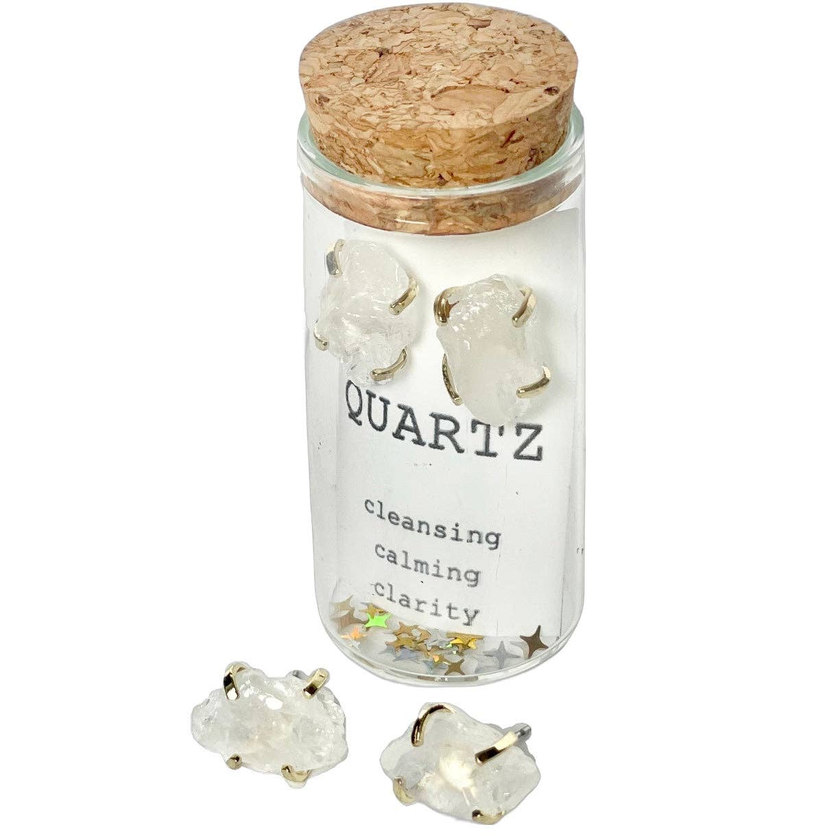 Quartz Raw Nugget Stud Earring