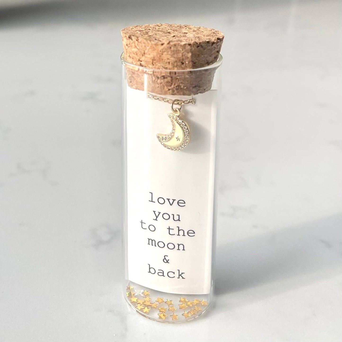 Love you to the Moon & Back. Moon Charm Necklace